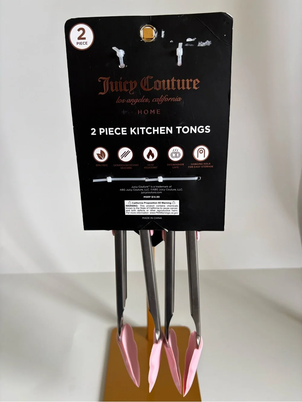 👩🏻‍🍳Juicy Couture Home Pink Heart Kitchen Tongs 2 Piece Set NWT
